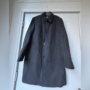 HUGO BOSS Men's The Task 9 Wool blend Overcoat Size 42R Coat Heather black